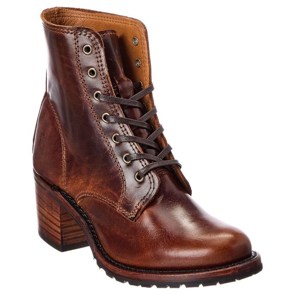 Frye Sabrina 6G Lace-Up Leather Boot, Brown